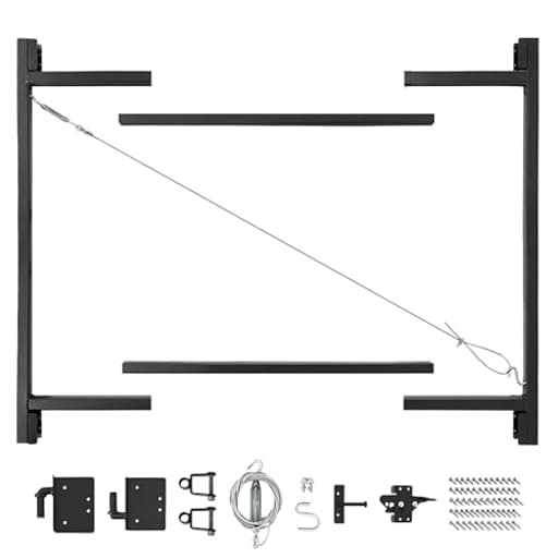 Full Frame Gate Fence Kit, Fits 36-60" Openings & Up to 5-6', Black - Heavy-Duty Outdoor Reinforcement & Accessories for Gates and Fences