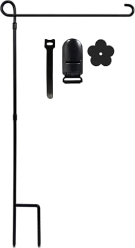 Garden Flag Holder Stand, Premium Yard Flag Holder Weather-Proof Metal Powder-Coated Flagpole with Clip and Stopper for Christmas Garden Flag, Outdoor Garden Decor Decoration