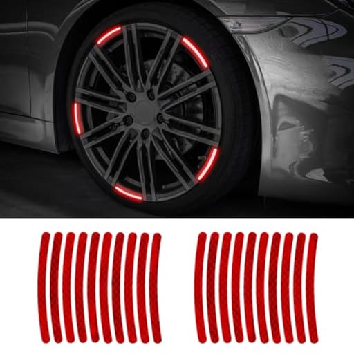 20PCS Reflective Car Wheel Decorative Stripe Stickers, Night Safety Warning Tape Sticker, Anti-Scratch Tire Rims Sticker, Universal Car Exterior Accessories Fluorescent Auto Decals for Motocycle Bike