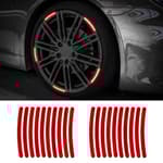 20PCS Reflective Car Wheel Decorative Stripe Stickers, Night Safety Warning Tape Sticker, Anti-Scratch Tire Rims Sticker, Universal Car Exterior Accessories Fluorescent Auto Decals for Motocycle Bike