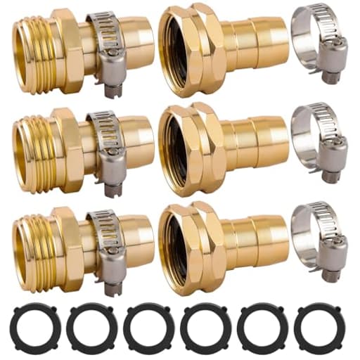 3 Set Garden Hose Repair Connector Kit with Clamps, Fit for 3/4" or 5/8" Garden Hose Fitting, Male and Female Hose Adapter, Water Hose Repair Kit