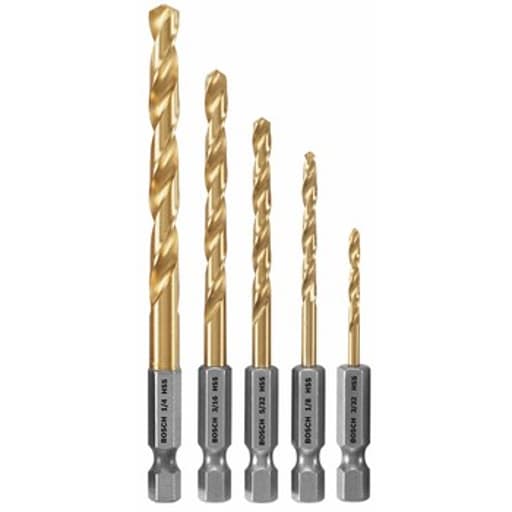 Impact Tough Titanium Nitride-Coated Drill Bit Set