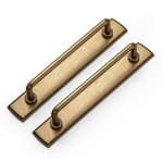 2 Pack 5'' Center to Center Antique Brass Cabinet Bar Pulls with Backplate Vintage Drawer Handles Closet Classic Retro Home Kitchen Improvement Hardware