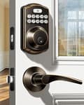 Keyless Entry Door Lock with 2 Lever Handles - Electronic Keypad Deadbolt, Easy Installation Digital Smart Front Door Lock Set, Oil Rubbed Bronze
