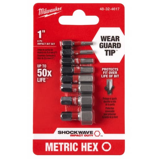 Shockwave 1" Metric Hex Impact Bit Set 8pc