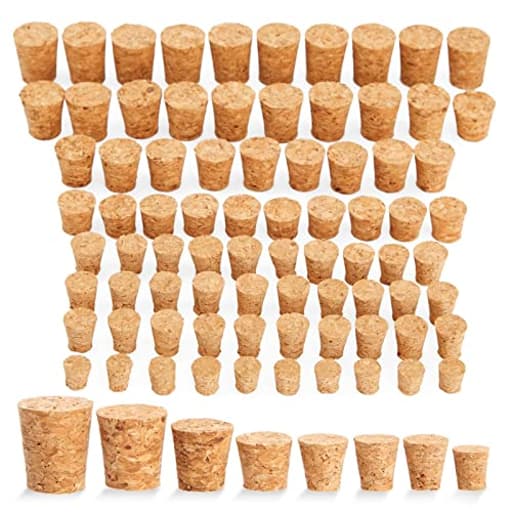 80-Piece Mini Cork Stoppers - Assorted Sizes (8) - Teal & Grey - Versatile Bottle Corks & Plugs for Salt & Pepper Shakers, Wine Bottles & Crafts