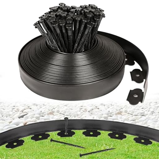 2 Inch Tall 66 FT Garden Edging Kit with 90pcs Spikes, Plastic Edging for Landscaping