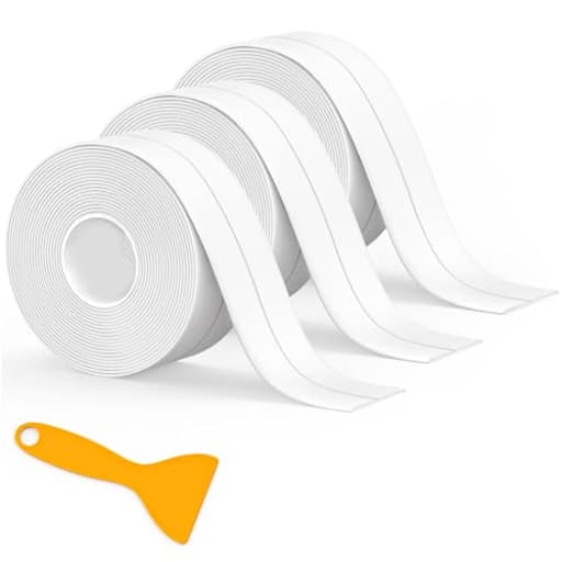 Caulk Tape Waterproof Self Adhesive, 3 Rolls Toilet Caulk Sealing Strip, Bathtub Caulking Sealant Tape for Kitchen, Bathroom, Countertop, Sink, Floor Wall Edge Protector