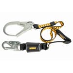6 ft single-leg external energy-absorbing lanyard with snap hook (D-ring end) and rebar hook (anchor end)