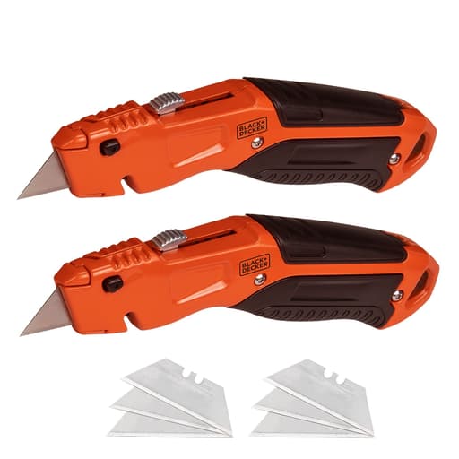 Retractable Utility Knife, Quick-Change Blade (2-Pack)