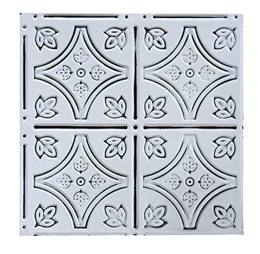 Tin Wall Tiles Nail-Up Ceiling Tiles Stair Riser Kitchen Backsplash - Antique White 12x12 inch Sample