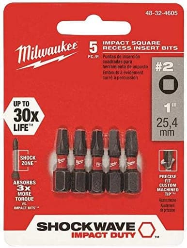 Impact Square Recess #2 Insert Bits (5 PK)