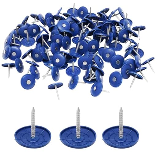 Plastic Cap Nails, 200 Pcs Roofing Nails, 1 inch Galvanized Tar Paper Nails for Roofing, Roofing Nail Caps for House Wrap Fastening Foam Board Roofing Felt Insulation Film