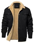 Winter Fleece Work Windbreaker Jacket With Multi Pockets, Black, X-Large
