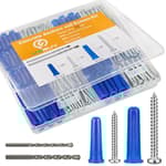 180PCS Conical Concrete Anchors and Screws Assortment Kit, 90PCS Concrete Wall Anchors, 90PCS Self Tapping Screws for Masonry Stucco Brick Cement Cinder Block Tile, with 2PCS Drill Bit