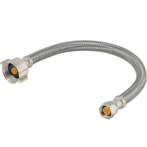 12 Inch Flexible Toilet Connector, 7/8 Inch Ballcock x 3/8 Inch Compression, Stainless Steel Braided Hose, 48088