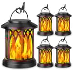 4 Pack Solar Lantern Outdoor Lights, Upgraded Flickering Flame Solar Lanterns Lights Outdoor Waterproof, Hanging Lantern Decorative, Solar Powered Lanterns for Yard Patio Path Tree Garden Decor