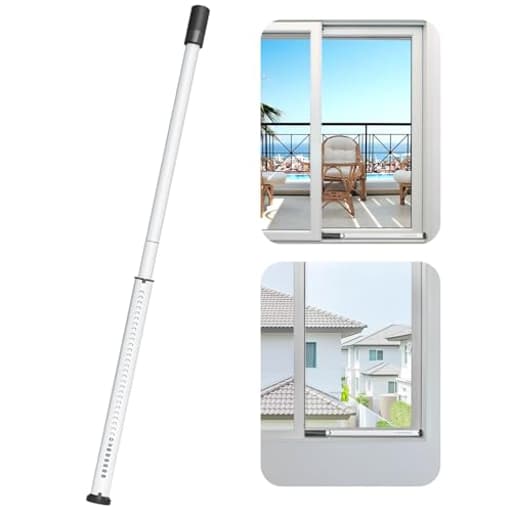 Sliding Door Security Bar,Heavy Duty Sliding Patio Door Lock Bar, 20-50inch Adjustable Multi-use Window Security Bars, Sliding Door Stopper,White,1Pack