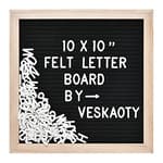 Felt Letter Board with 294 Letters, Numbers & Symbols - 10 x 10 inch Changeable Message Board with Wooden Frame Wall Mount Hook, Black & Wood
