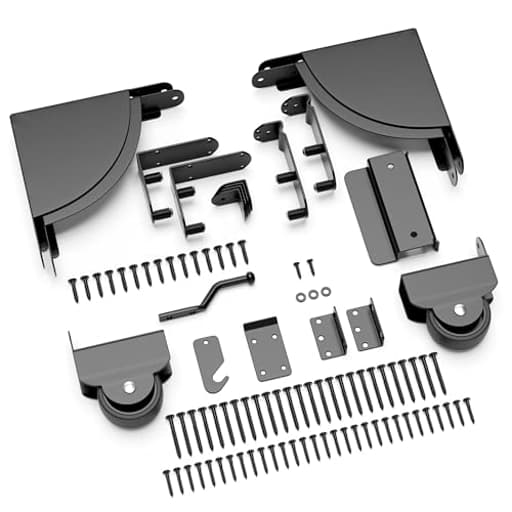 Sliding Gate Kit with Wheel,Heavy Duty Fence Gate Frame Kit for Deck Gate,Gate Hardware Kit with Roll Wheel for Outdoor Wooden Fences,No Sag Gate Corner Brace Bracket for Driveway/Pool/Porch Gate