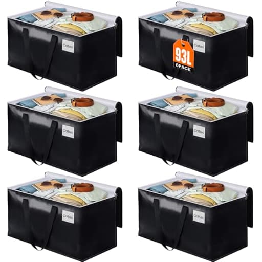 Collapsible Moving Bags - Heavy Duty Boxes with Zippers and Handles, Space Saving Packing Totes for Moving Supplies Storage