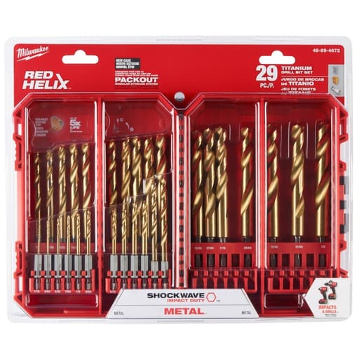 SHOCKWAVE Impact Duty RED HELIX Titanium Drill Bit Set - 29Pc
