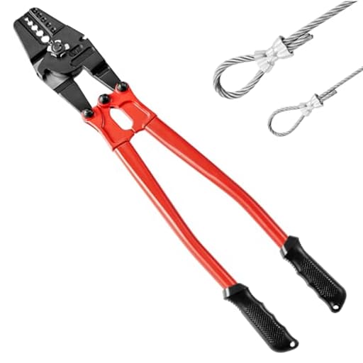 Hand Swager Crimper 24 Inch,Swaging Tool 5 Cavity 1/16" 3/32" 1/8" 5/32" 3/16",Hand Cimping Tool for Copper Aluminum Oval Sleeves and Stop Sleeves,Wire Rope Crimping Tool Swage Tool Long Hand