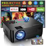 Projector with 5G WiFi and Bluetooth, Native 1080P Projector[Projector Screen Included], Full HD 18000LM Movie Projector, 100" Display Home Theater, Compatible with Phone/Laptop/TV Stick