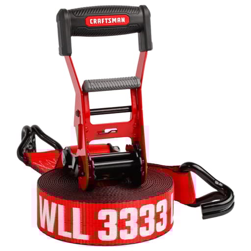 2" X 27' Ratchet Strap w/ Double-J Hook 10,000 LB Break Strength (1 Pk)