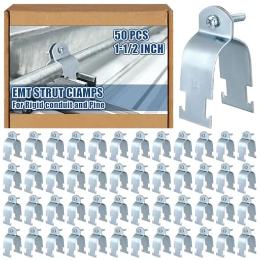 50 Pcs Emt Pipe Universal Strut Clamps Strut Channel Accessory Electro Galvanized Conduit Clamp with Bolt and Nut, Rigid Pipe Tool
