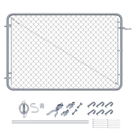 Adjust-A-Gate Chain Link Walk Gate Kit, Fits 24-72 in. Openings & Up to 4 ft., Round Corner Frame, Gray - Heavy-Duty Outdoor Reinforcement & Accessories for Gates and Fences