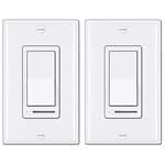 2 Pack Dimmer Light Switch, Universal Lighting Control, Single Pole or 3 Way, Compatible with LED Dimmable Lamp, CFL, Incandescent, Halogen Bulb, Decorator Wallplate Included, UL Listed, White