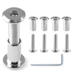 10 Pair(20 Piece) M6x25mm Hex Drive Socket Cap Bolt with Allen Wrench, Silver Furniture Connector Bolts M6 Countersunk Screw Barrel Nuts Binding Screws for Crib Replacement Belt Cabinet