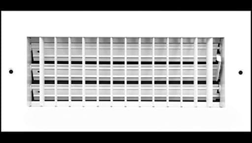 10''w x 4''h Adjustable AIR Supply Diffuser - HVAC Vent Cover Sidewall or Ceiling - Grille Register - High Airflow - White [Outer Dimensions: 11.75''w X 5.75''h]