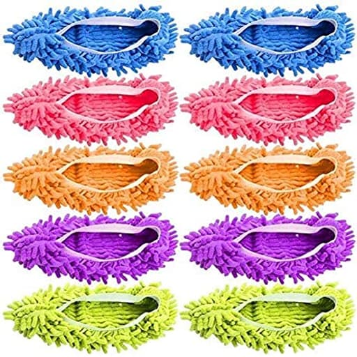 Mop Slippers Shoes 5 Pairs (10 Pieces) - Microfiber Cleaning House Mop Slippers Floor Cleaning Tools Shoe Cover Soft Washable Reusable Microfiber Foot Socks Floor Cleaning Tools Shoe Cover
