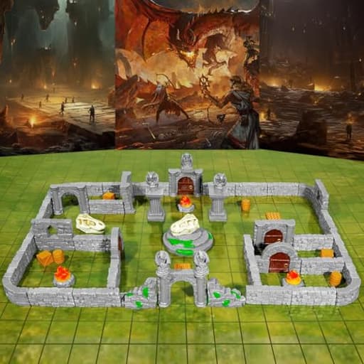 60 Pcs Modular Dungeon Walls,28mm Miniature Terrain Building Accessories for Tabletop Scene Diorama Supplies Battle Grid Mat Accessory