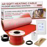 40sqft Electric Radiant Floor Heating System - 120v Underfloor Heating System - Includes UDG4 Programmable Thermostat w/GFCI, Heat Cable, Uncoupling Membrane for Under Tile, Sensor & Alarm
