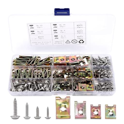 Automotive Screws and Clips, 100PCS Car U‑Clips Nuts 6/8/10/12 Assortment Interior Trim Fasteners with Stainless Steel Screws for Dash Door Panel Interior