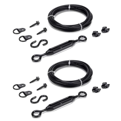 Durable Anti-Sag Gate Kits for Wooden Fence, Gate Support Cable Kit in Zinc, Anti-Sagging Fence Gate Kit Steel, Wood Door Repair Kit Gate Frame Kit for Outdoor, 2 Pack, Black