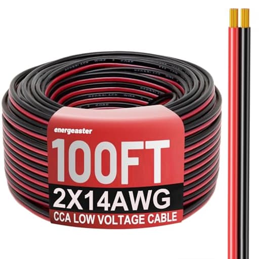 14 Gauge Wire 100FT, 2 Conductors Electrical Wire Red Black Cable, Low Voltage 14 AWG Copper Clad Aluminum Extension Cord for Speaker Wire, LED, Automotive 12V/24V DC