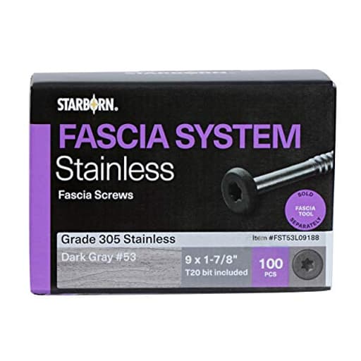Deckfast Fascia Screws 9 x 1-7/8" Stainless Steel Fascia Screws - 100 Pieces Matches AZEK DECKING