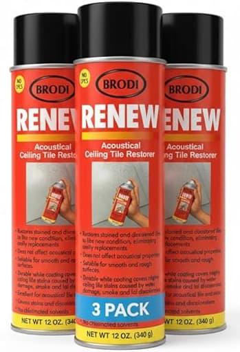 Renew Ceiling Tile Spray Paint, Commercial-Grade, Conceals Water & Smoke Stains, Fire-Retardant, Preserves Acoustics