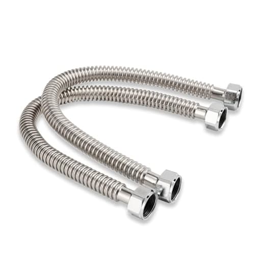 Stainless Steel Corrugated Water Heater Connector, 18-Inch, 3/4" FIP* 3/4" FIP hot and cold Corrugated Water flexible hose, Leak-Proof, 10-Year Warranty, 2-pack