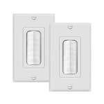 Bristled Brush Wall Plate Multimedia Pass-Through Insert with Decorator Wall Plate for Low Voltage Cables, Size 1-Gang 4.50" x 2.75", Polycarbonate Thermoplastic, TG8891-2PCS, White 2 Pack