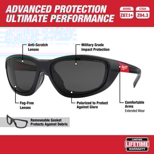 Polarized Performance Safety Glasses with Gasket