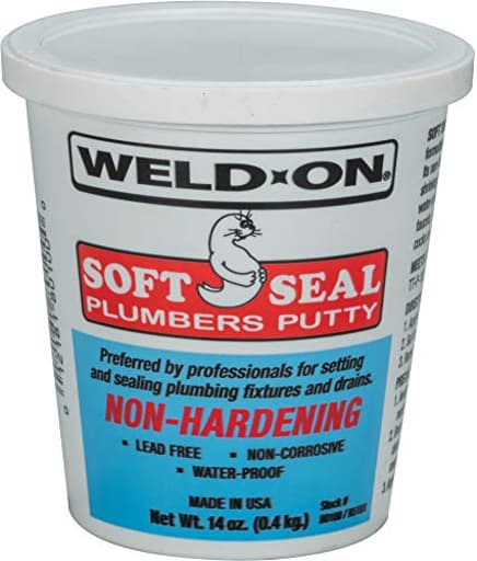 WELD-ON 80100 Soft Seal Stain-Free Plumber's Putty - Lead-Free, Non-Corrosive, and Waterproof,14 oz