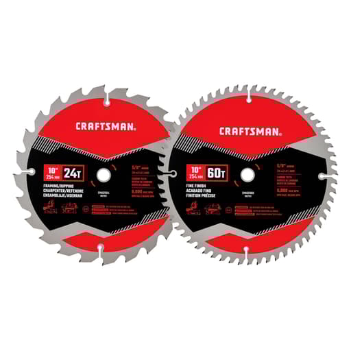 10 In Table Saw Blade 60 Tooth with 5/8 in Arbor (2 Pack)