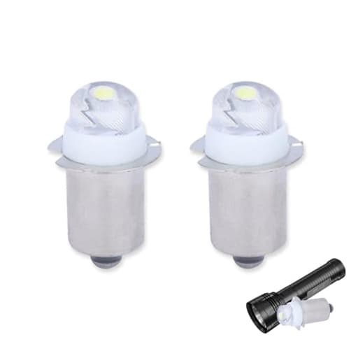 2 Pack Flashlight Bulbs 30 Lumen 3-Volt LED PR6 Replacement Bulb for Flashlights 3V Light Bulb Torch Flashlight Bulb with 10 Year Lifespan 41-1643 P13.5S 6000K