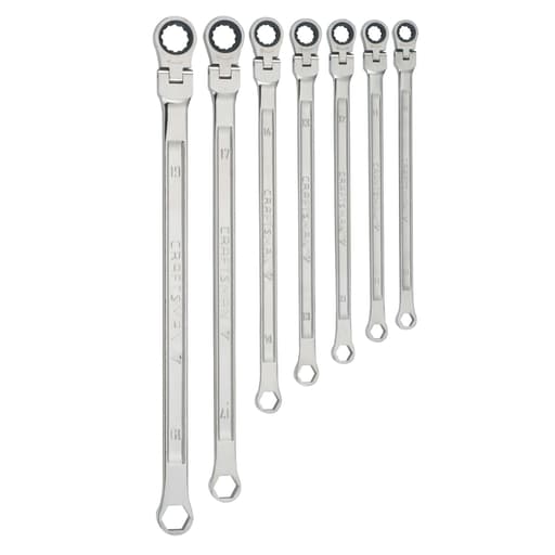 XXL Metric Ratcheting Single Flex Head Double Box End Wrench (7 pc)