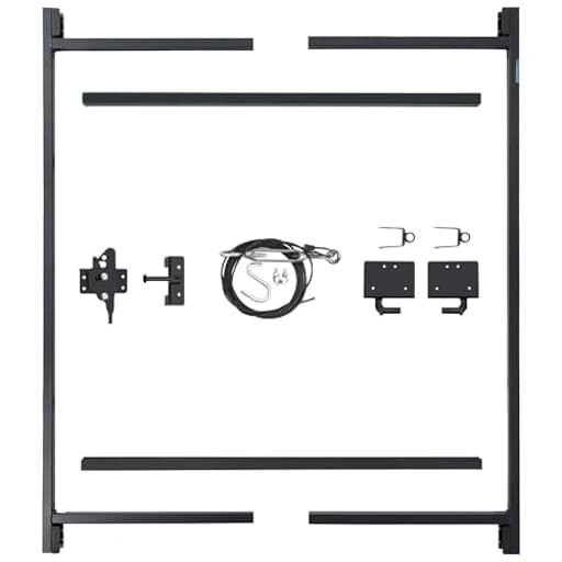 Full Frame Gate Fence Kit, Fits 60-96" Openings & Up to 5', Black - Heavy-Duty Outdoor Reinforcement & Accessories for Gates and Fences